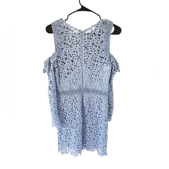 AMUR Evelyn Blue Lace Open Shoulder Mini Dress - Picture 6 of 8